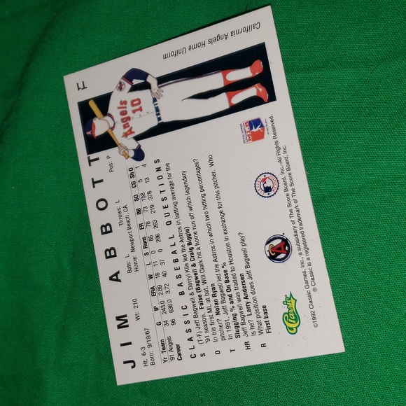 Jim Abbot Baseball Card Bundle 90 91 92 Score Upper Deck Classic - Picture 11 of 13